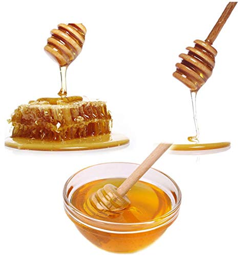 LASSUM 10 Pieces 3 Inch Wood Honey Dippers Sticks, Mini Honey Dipper Stick for Honey Jar Dispense Drizzle Honey