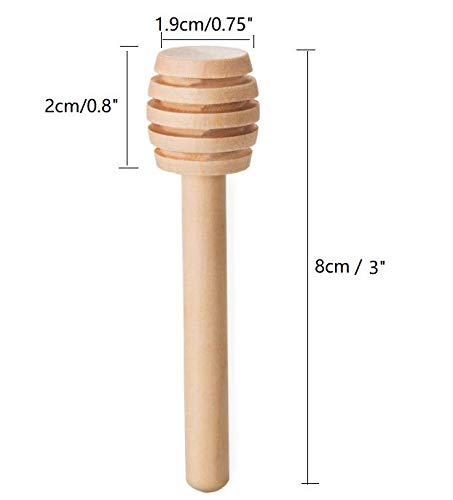 LASSUM 10 Pieces 3 Inch Wood Honey Dippers Sticks, Mini Honey Dipper Stick for Honey Jar Dispense Drizzle Honey