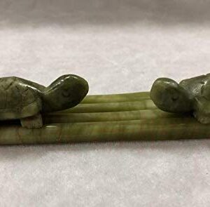 Decorative Stone Natural Jade Turtle Chopsticks Set B 02