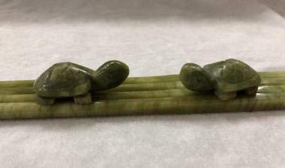 Decorative Stone Natural Jade Turtle Chopsticks Set B 02