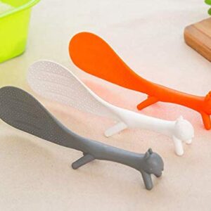 LASSUM 3 Pcs Lovely Plastic Squirrel Shape Standing Spoon Non Stick Rice Paddle Spoon