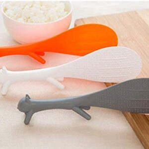 LASSUM 3 Pcs Lovely Plastic Squirrel Shape Standing Spoon Non Stick Rice Paddle Spoon