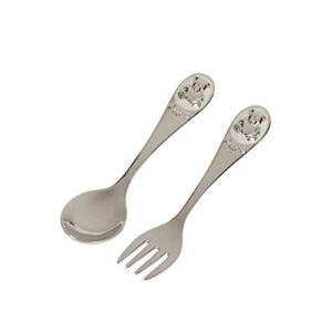 c.r. gibson teddy bear silver plated baby fork and spoon