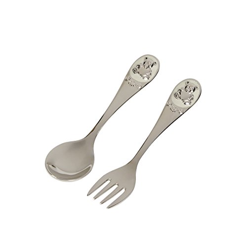 C.R. Gibson Teddy Bear Silver Plated Baby Fork and Spoon