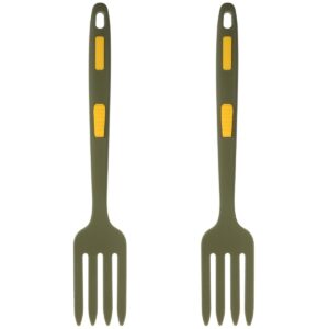 2pcs silicone flexible fork, heat-resistant cooking fork, dishwasher safe - kitchen non stick fork for mix ingredients, whisk eggs