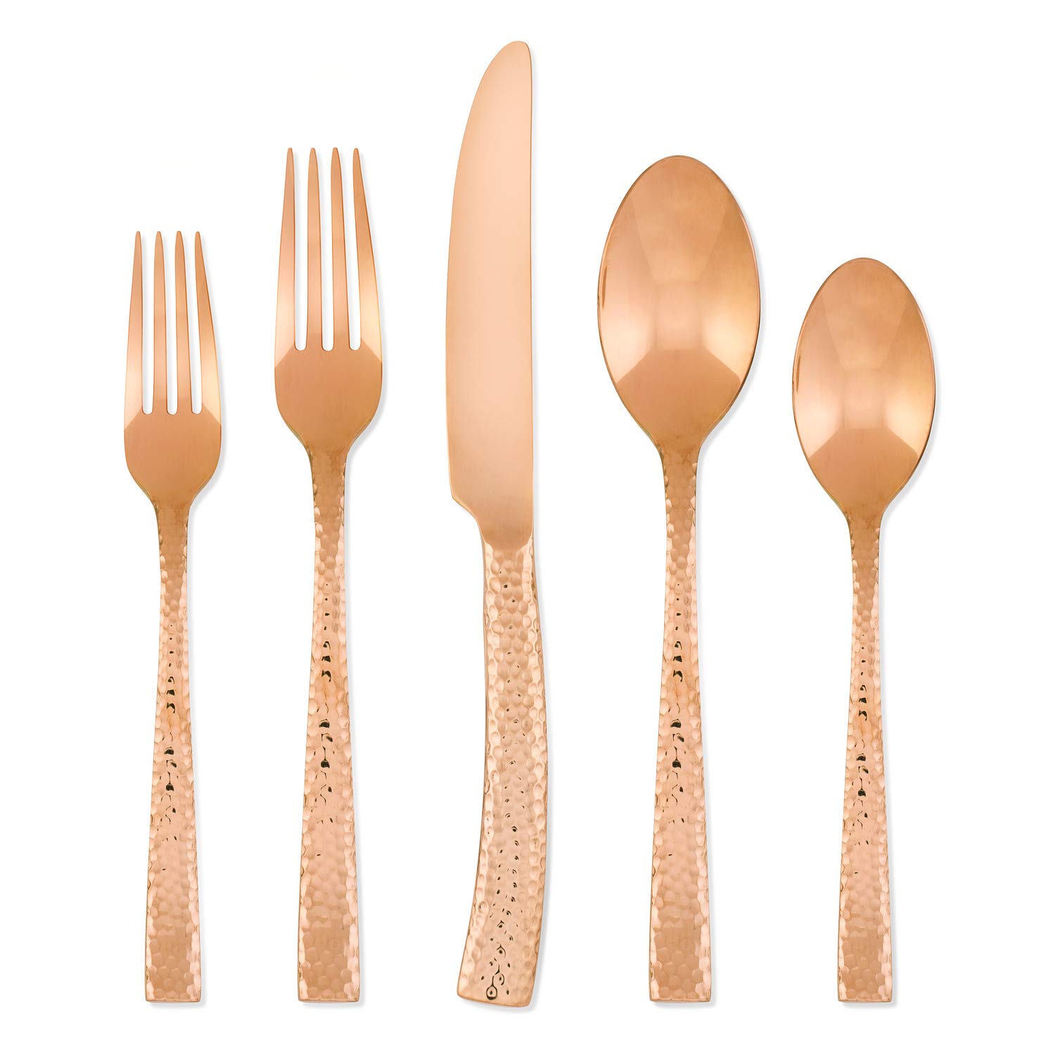 Hampton Forge Paris Hammered , Stainless Steel, 20-Piece Flatware Set, Copper