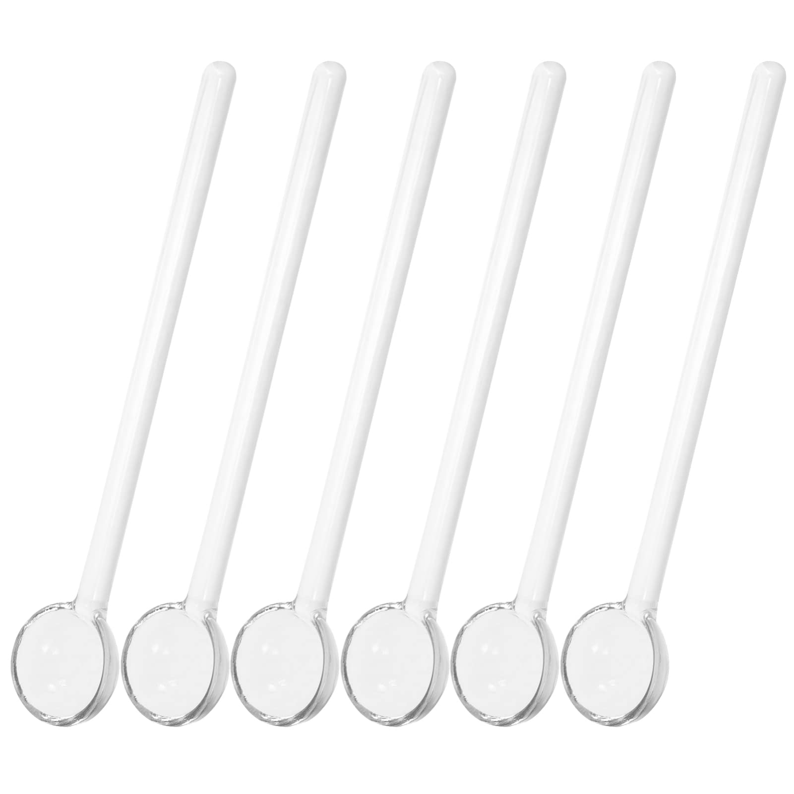 Tofficu 6pcs Clear Glass Spoon Crystal Clear Petite Teaspoons Glass Espresso or Tea Stirrers Heat- Resistant for Dessert Sampling or Appetizers Honey