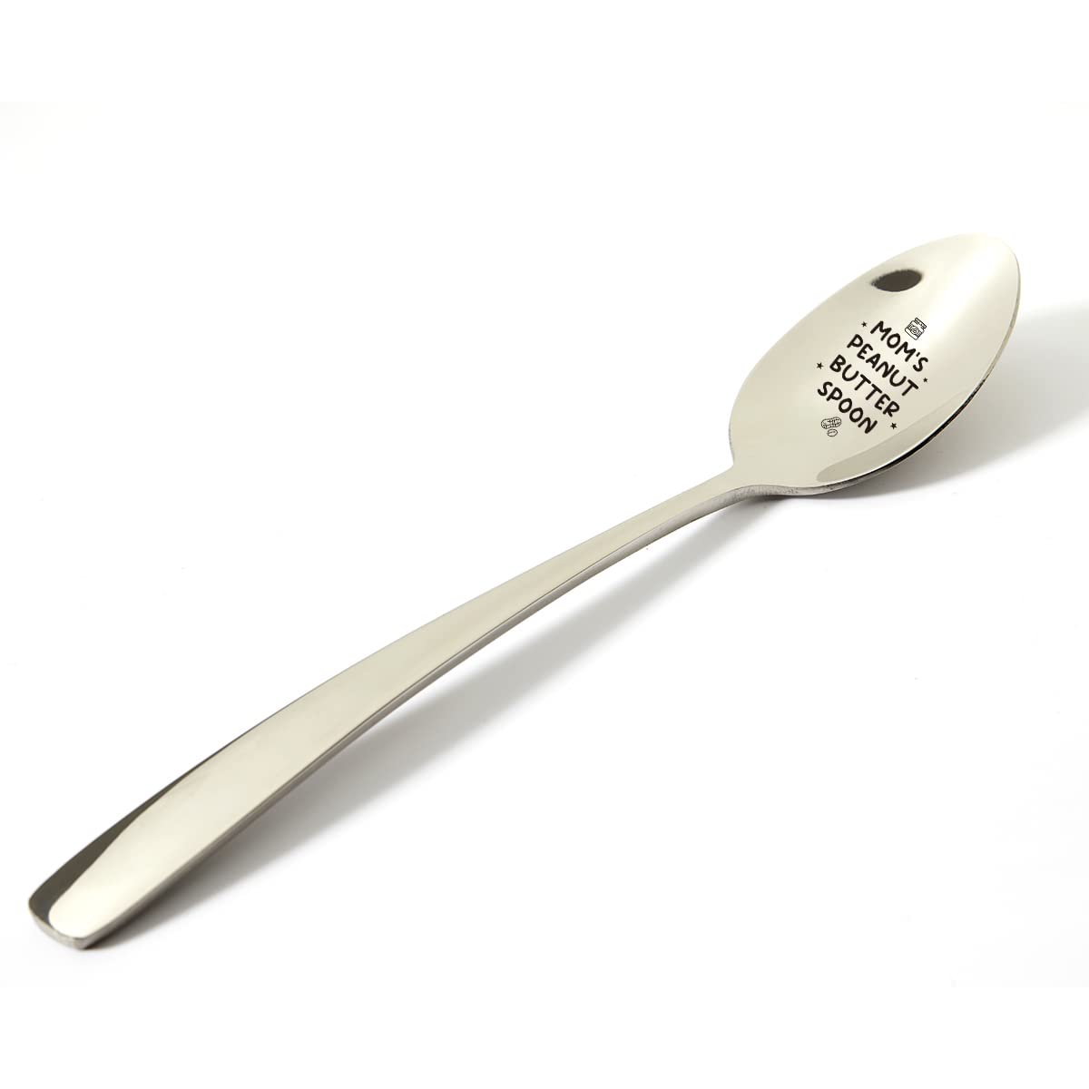 Mom Gift Ideas,Mom's Peanut Butter Spoon Engraved Stainless Steel Present, Novelty Peanut Butter Lovers Food Gifts for Women Birthday Mother's Day Xmas (7.5")