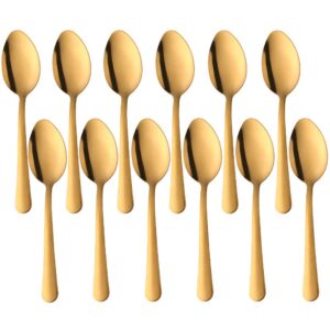 gold dinner spoon 12-piece stainless steel dessert spoon, buy&use 6.9 inches dinnerware set