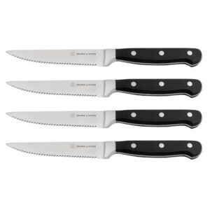 dura living premium 4-piece steak knife set – sharp serrated blades, forged high carbon stainless steel, full tang, ergonomic handle, royal blue – ideal for dining & entertaining