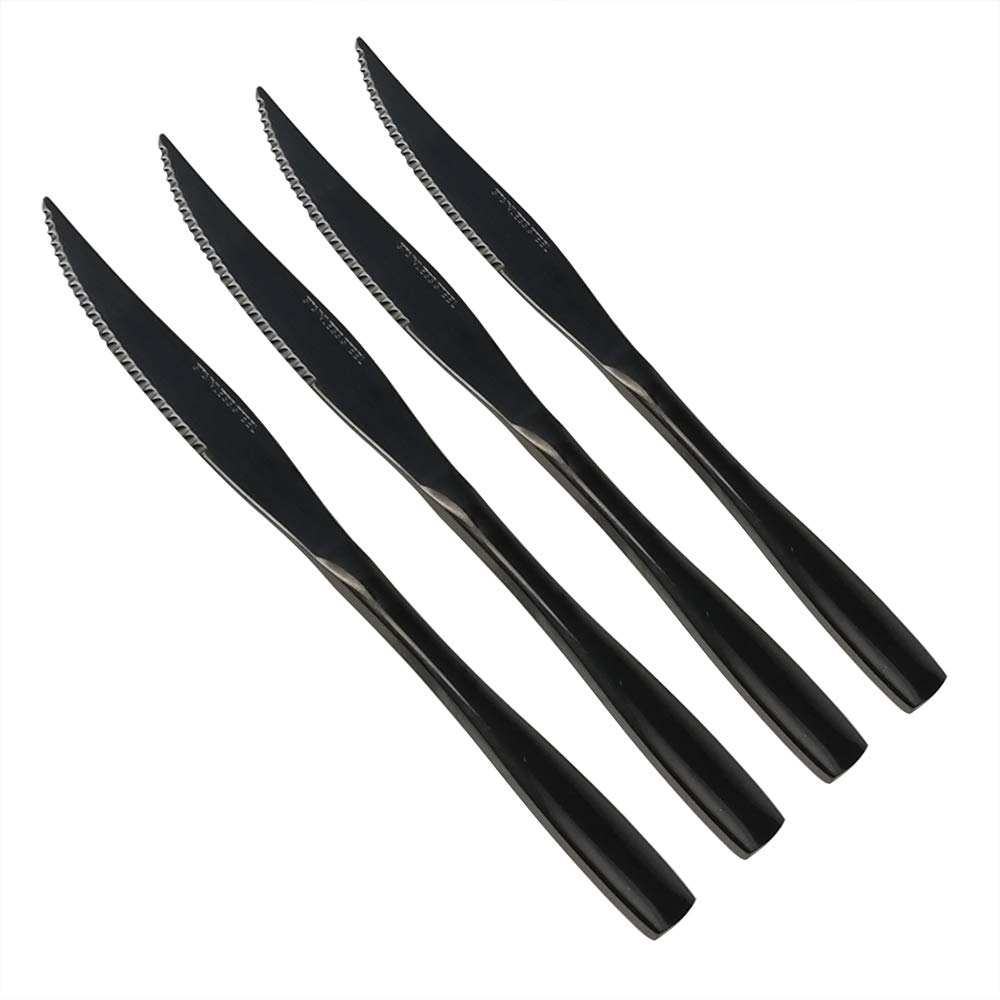 Teyyvn 8-Piece Black Steak Knife Set, Stainless Steel Kitchen Knives