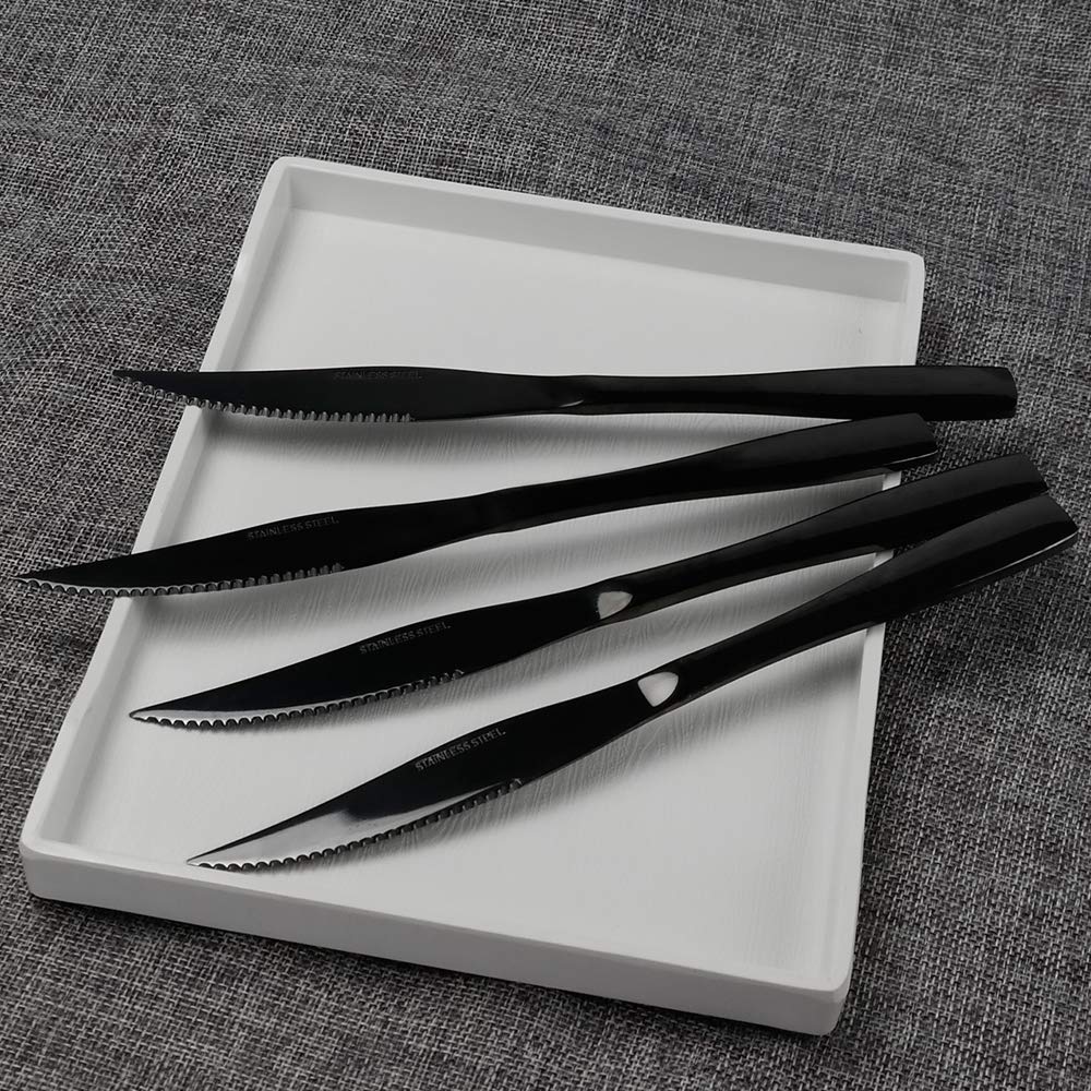 Teyyvn 8-Piece Black Steak Knife Set, Stainless Steel Kitchen Knives