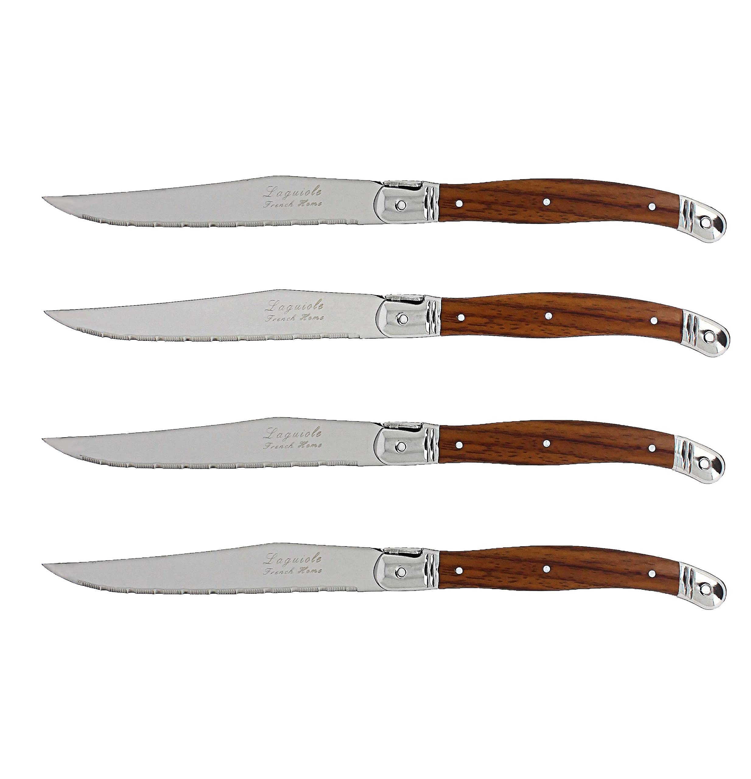 French Home Laguiole Steak Knives, Set of 4 (Wood Grain)