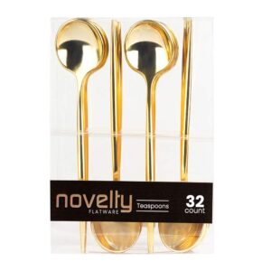novelty flatware gold teaspoons - 32 pieces - modern & stylish plastic flatware for chic table settings, perfect for parties, catering & events