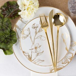 Novelty Flatware Gold Teaspoons - 32 Pieces - Modern & Stylish Plastic Flatware for Chic Table Settings, Perfect for Parties, Catering & Events
