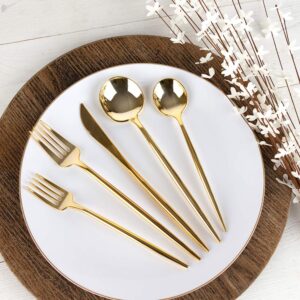 Novelty Flatware Gold Teaspoons - 32 Pieces - Modern & Stylish Plastic Flatware for Chic Table Settings, Perfect for Parties, Catering & Events