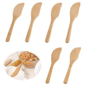 Midremer 6 Pack Bamboo Butter Knife Spreaders 6'' Dumpling Making Filling Tools Wooden Mixing Spatula Stirring Spoon Condiment Knives Wood Kitchen Gadgets for Bread Jam Cream Cheese Butter Dumpling