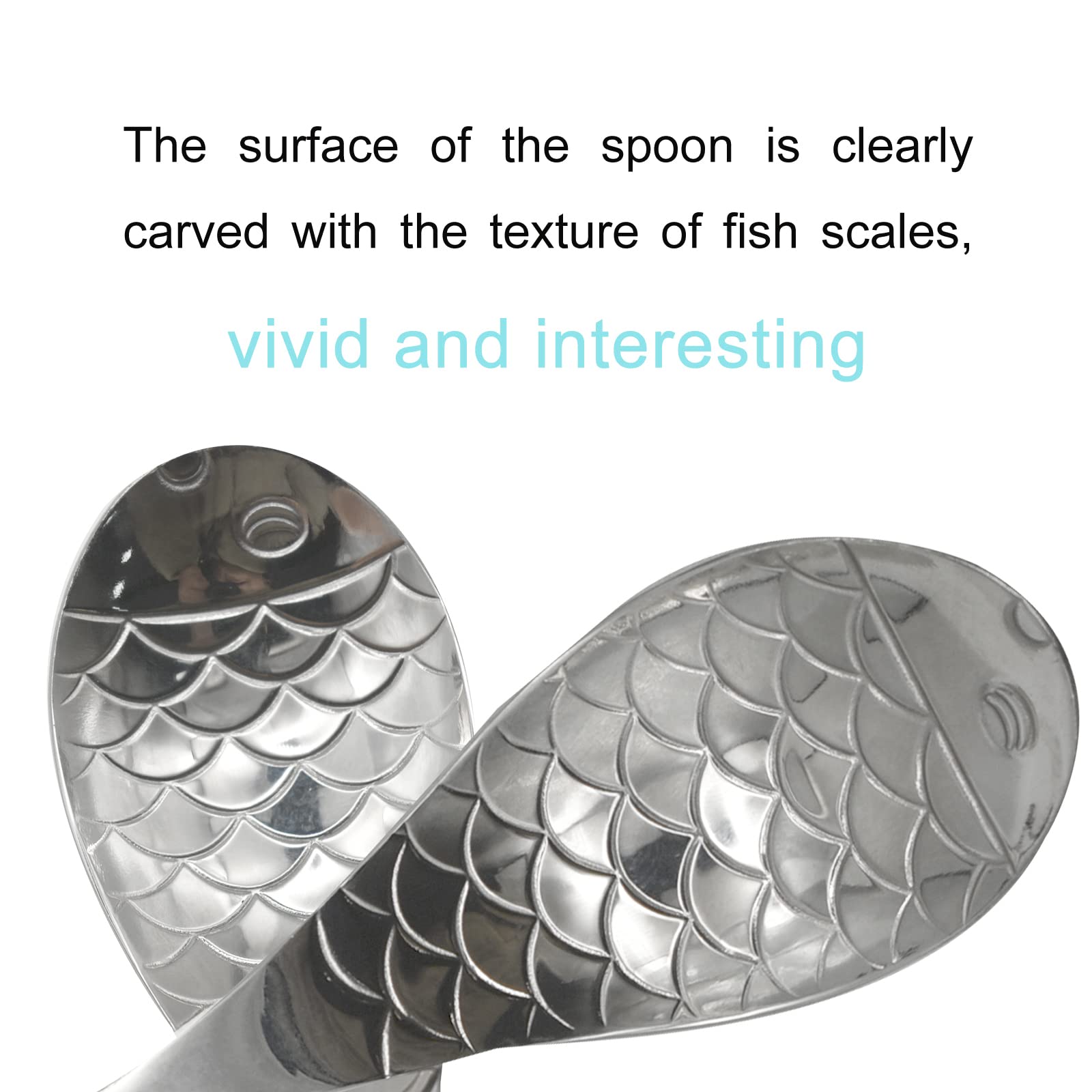 Pinenjoy 2Pcs 6.3inch Fish Spoon 18/10(304) Stainless Steel Flatware for Soup Porridge Dessert Cereal Rice(Silver)