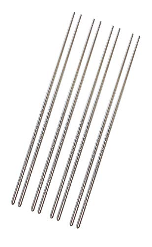 KINGSUPER Set of 4 Pairs 15.3 Inch Extra Long Chopsticks Non-slip Stainless Steel Hot Pot Chopsticks for Cooking Frying Noodle