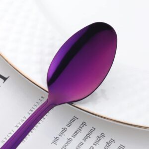 TUPMFG Iced Tea Spoon Set of 12, 8 Inch Stainless Steel Long Handle Milkshake Spoon, Ice Cream Scoop, Cocktail Stirring Spoons, Mixing Spoons for Mixing Tea, Coffee, Cold Drink- Purple