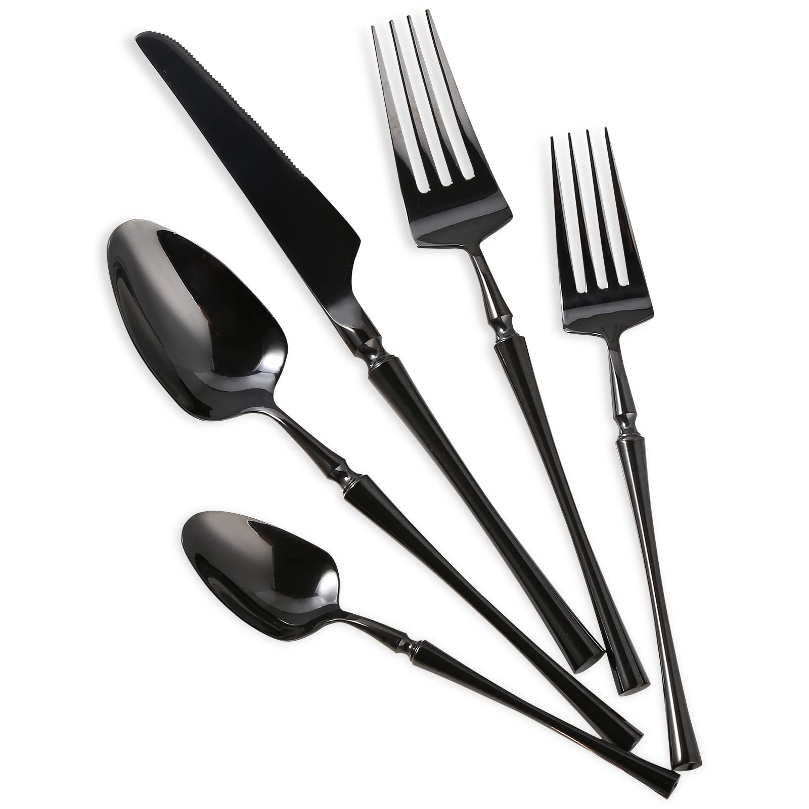 HDZINS 20-Piece Flatware Set Stainless Steel 18/10 Silverware Cutlery Set Service for 4, Tableware Cutlery Set for Home and Restaurant, Dishwasher Safe (Black)