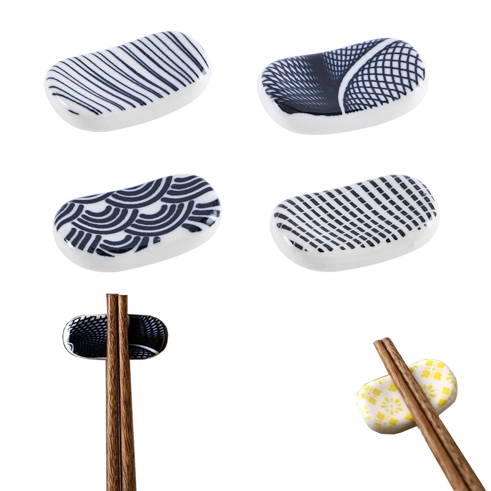 Chopsticks Holder Ceramic Stand Home Kitchen Chopstick Rest Stand Japanese-style Decorative Spoon Fork Tableware (A)