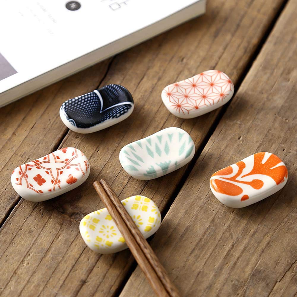 Chopsticks Holder Ceramic Stand Home Kitchen Chopstick Rest Stand Japanese-style Decorative Spoon Fork Tableware (A)