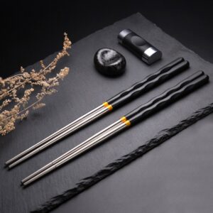 faonie 5 pair stainless steel chopsticks gift set japanese hotel restaurant chopsticks set (japan)