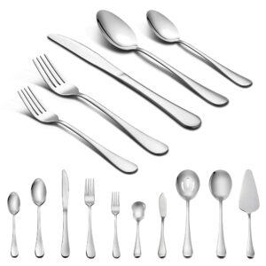 lianyu 65-piece silverware set with serving utensils, stainless steel flatware cutlery set for 12, tableware eating utensils, dishwasher safe