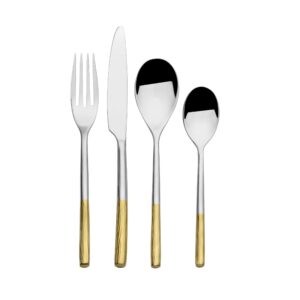 mikasa duval gold lines 18.0 forged stainless steel 16 piece cutlery set, service for 4