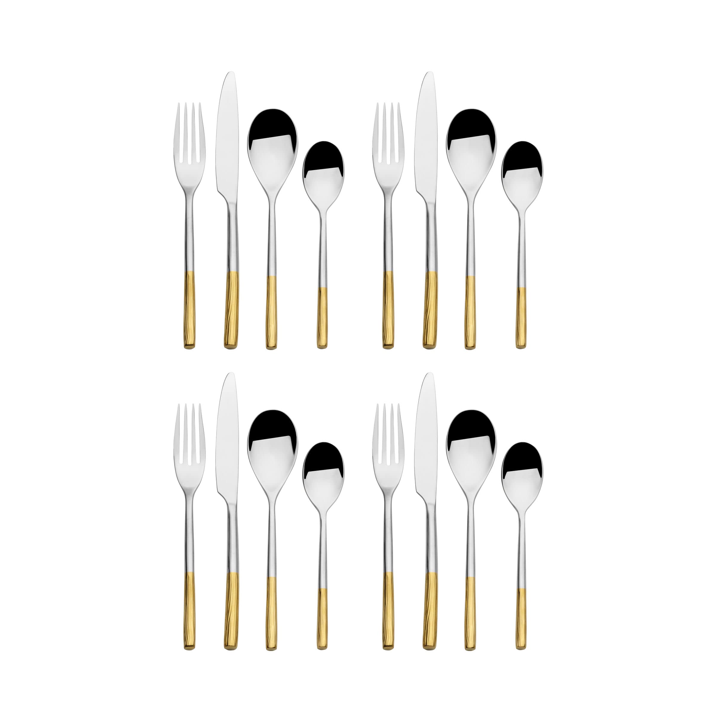 Mikasa Duval Gold Lines 18.0 Forged Stainless Steel 16 Piece Cutlery Set, Service For 4