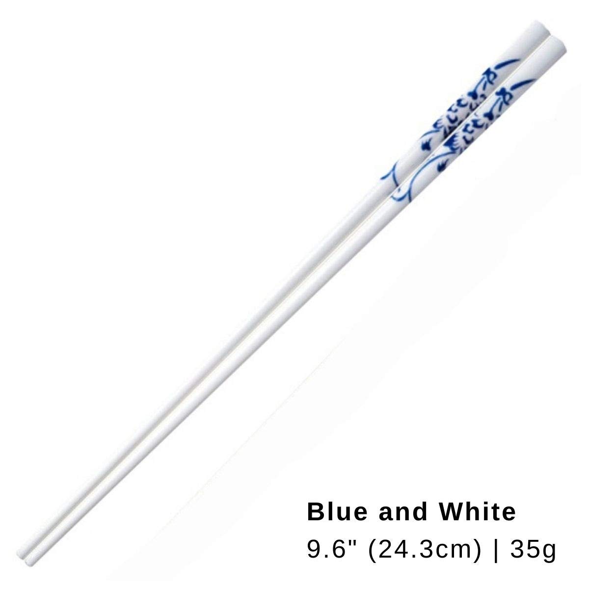 LeBlue 1 Pair Blue and White Bone China Chinese Reusable Dishwasher Safe Chopstick GIFT SET