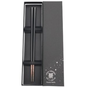 kasyou studio urushi kenko chopsticks ( black 8.9 inch/22.5 cm ) made in japan (dishwasher compatible) luxury chopsticks reusable japanese style gift set palillos chinos cute