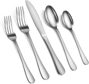 60 piece forks and spoons silverware set, flatware sets, mirrored stainless steel cutlery set, spoons forks and knives set service for 12