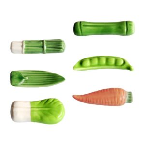 Cabilock Spoons Holder Stand 6pcs Ceramics Chopstick Stand Holder Vegetable Design Chopsticks Rest Chopsticks Holder Spoon Display Rack Ceramics Chopsticks Rests