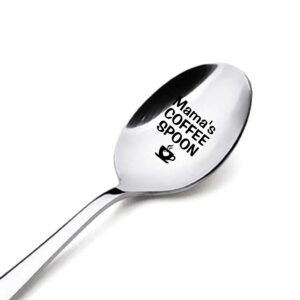 zbbfscsb mama's coffee spoon funny engraved spoon with gift box, funny spoon gift gift for mom grandma, coffee lovers gifts for mom grandma, birthday valentine mother's day gift for dad