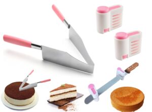 cake slicer and cake leveler slicer-staless steel cake server cuts the perfect cake.cake cutter slicer stratification auxiliary bread toast slicer.kitchen diy baking tool for cakes, pie and desserts
