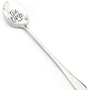 Funny Tea Time Spoon - Engraved Stainless Steel Spoon with Humorous Quote - Great gift for Tea Lovers, Bookworms and Friends
