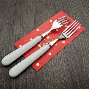 20.5CM Good Dinner Forks 18/10 Stainless Steel Table Fork (Creative Handle Material Ceramics) Main Course Fork, 4-Tine Forks, SUS304 8inch, White (304DF20-5)