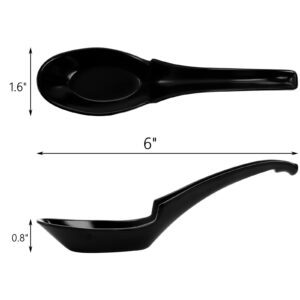 Lawei 24 Pack Soup Spoon Melamine Asian Ramen Spoons, 6 Inch Chinese Won Ton Soup Spoon Rice Spoon, Ultra-fine Spoon for Cereal Stews Pho Wonton Dumpling Miso Notch and Hook Style, Black