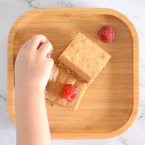 Nouribite Bamboo Suction Square Plate and Spoon Set for Baby/Toddler, 6 months+ (Fuchsia)