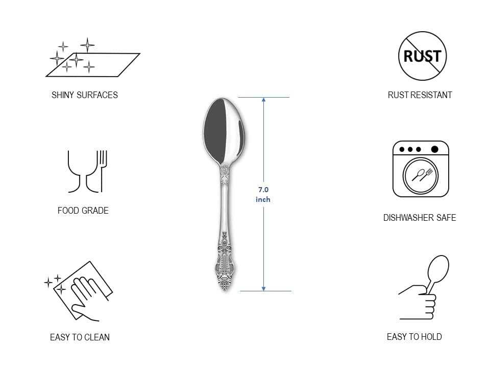 Tea Spoon Table Spoon Flatware Set Stainless Steel Tableware Dinnerware Cutlery Silverware Dishwasher Safe (Tea Spoon)