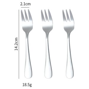 6 PCS Cake Forks Essential Dessert Forks Stainless Steel Pastry Fork Set for Fruit Ice Cream Salad Steak Pizza Noodles(Sliver)