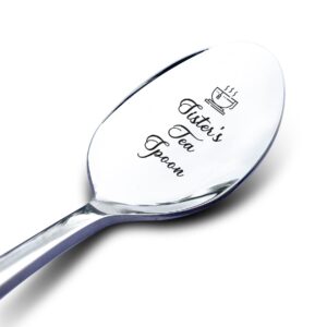 sister's tea spoon - funny sister gifts for birthday christmas - best engraved stainless steel spoon teaspoon for tea lover sister best friends women