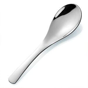 hansware soup spoons stainless steel heavy duty soup spoons chinese asian soup spoons silverware round deep soup spoons 6.3 inches table spoons, set of 6 (6.3", 6)