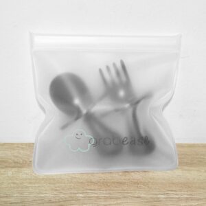 GRABEASE Bundle of 2 First Self Feed Baby Utensils with a Togo Pouch - Anti-Choke, BPA-Free Baby Spoon and Fork Toddler Utensils for Led Weaning Ages 6 Months+ Teal and Grey