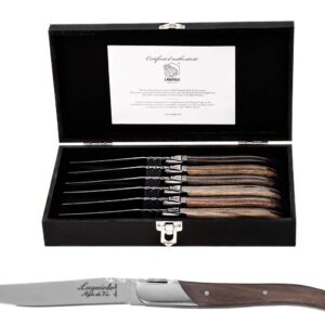 Laguiole Style de Vie Steak Knives, Luxury Line, 6 pieces, Mixed Wood, in giftbox