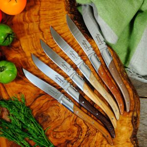 Laguiole Style de Vie Steak Knives, Luxury Line, 6 pieces, Mixed Wood, in giftbox
