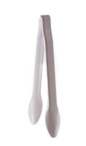 set of 3 - heavy duty white serving tongs - 9 inch - plastic disposable salad tongs - high heat plastic, catering, salads, bakery, buffets, bbq, ice, hot and cold foods (9")