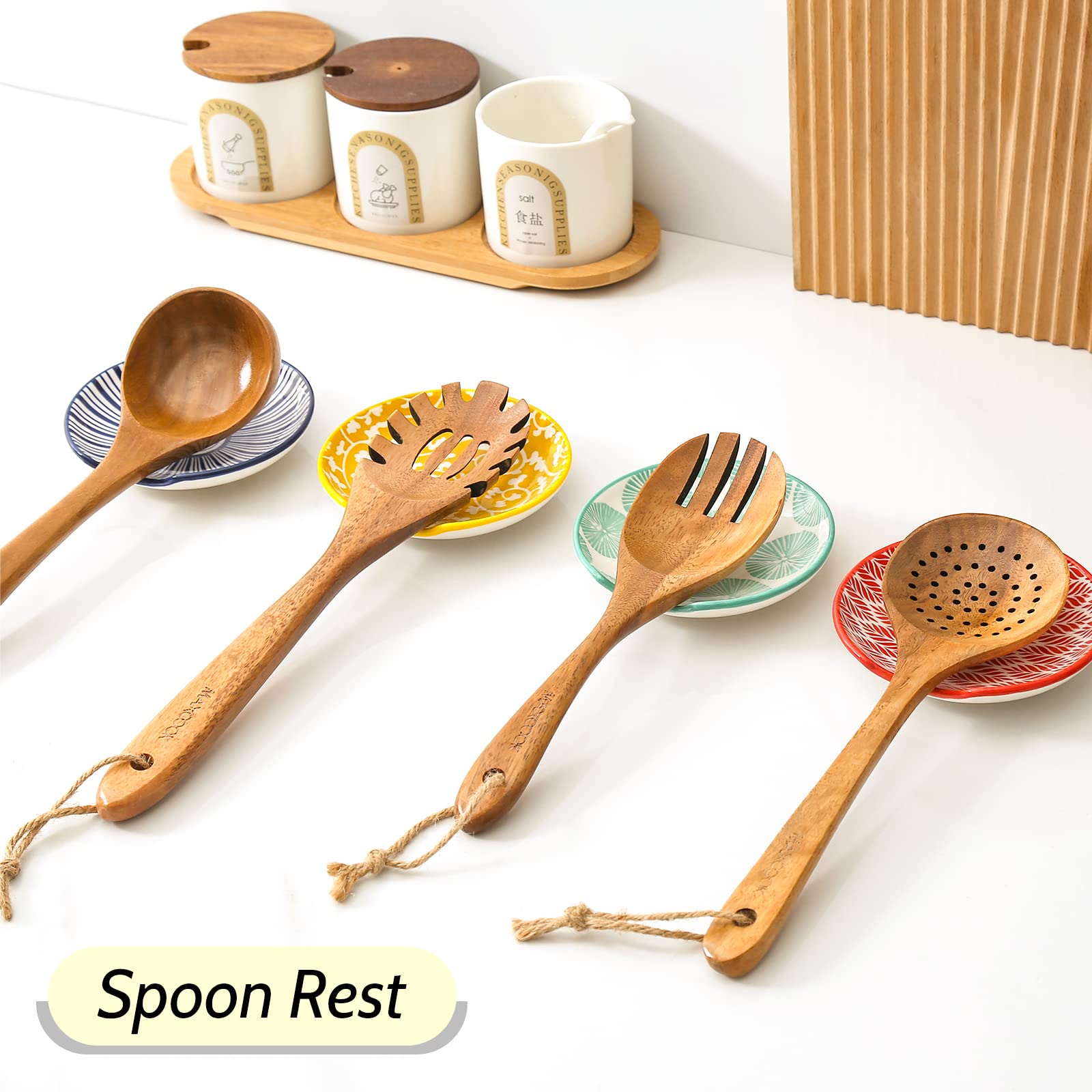 KitchenTour Ceramic Spoon Rest, 4.7 inch Spoon Holder for Kitchen Counter, Spoon Rest for Stove Top Coffee Spoon Rest, Cooking Utensil Rest Holder for Ladle, Spatula, Set of 4